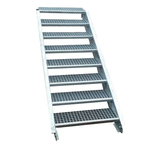 8 Stufen Stahltreppe Breite 60 cm Geschosshöhe 120 - 160 cm inkl. Zubehör