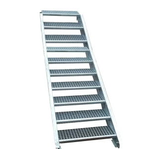 10 Stufen Stahltreppe Breite 60 cm Geschosshöhe 150 - 200 cm inkl. Zubehör