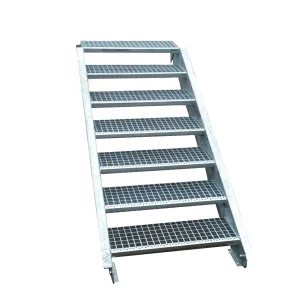 7 Stufen Stahltreppe Breite 110 cm Geschosshöhe 100 - 140 cm inkl. Zubehör