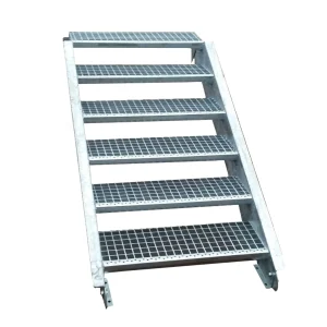 6 Stufen Stahltreppe Breite 60 cm Geschosshöhe 90 - 120 cm inkl. Zubehör