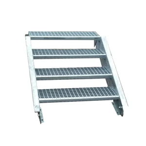 4 Stufen Stahltreppe Breite 80 cm Geschosshöhe 55 - 85 cm inkl. Zubehör