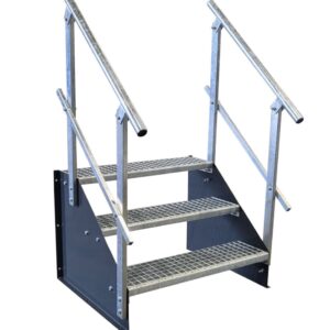 3 Stufen Standtreppe Stahltreppe freistehend Breite 60cm Höhe 63cm anthrazit beidseitiges Geländer