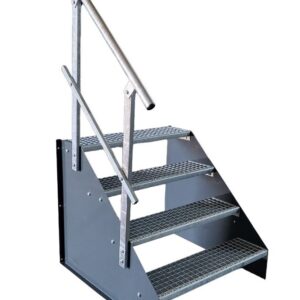 4 Stufen Standtreppe Stahltreppe freistehend Breite 60cm Höhe 84cm anthrazit einseitiges Geländer