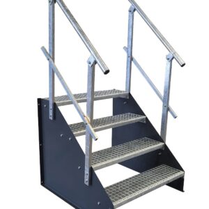 4 Stufen Standtreppe Stahltreppe freistehend Breite 60cm Höhe 84cm anthrazit beidseitiges Geländer