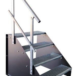 4 Stufen Standtreppe Stahltreppe freistehend Breite 60cm Höhe 84cm schwarz einseitiges Geländer